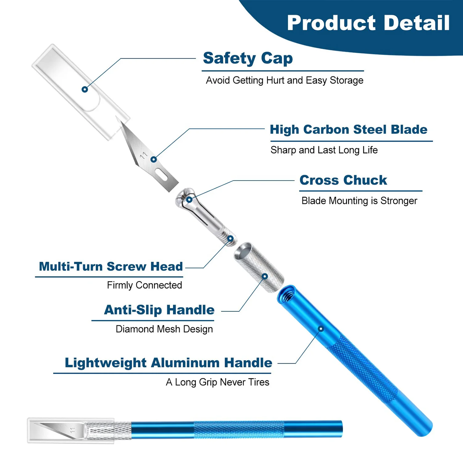 Non-Slip Metal Scalpel Knife Tools Kit Cutter Engraving Craft knives + 5pcs Blades Mobile Phone PCB DIY Repair Hand Tools - Image 2