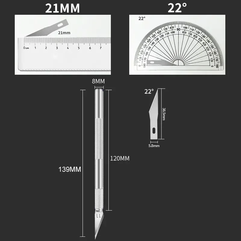 Non-Slip Metal Scalpel Knife Tools Kit Cutter Engraving Craft knives + 5pcs Blades Mobile Phone PCB DIY Repair Hand Tools - Image 5